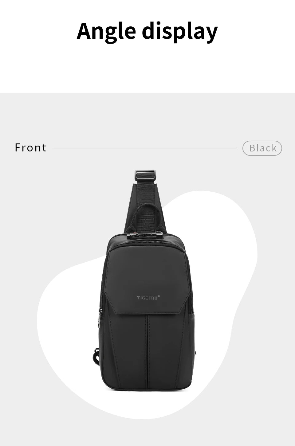 Tigernu Chest Bag Men 9.7inch IPad Pack Korean Style Shoulder Bag Waterproof Crossbody Bag Men's Anti-Theft Pack TSA
