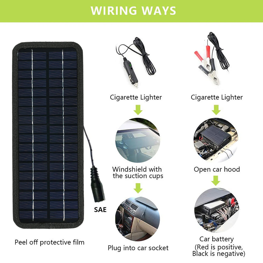 Solar Panels Charger Car Motorcycle Kick Scooter 18V 12V 20W Portable Solar Panel Car Charger Battery Efficient Maintenance