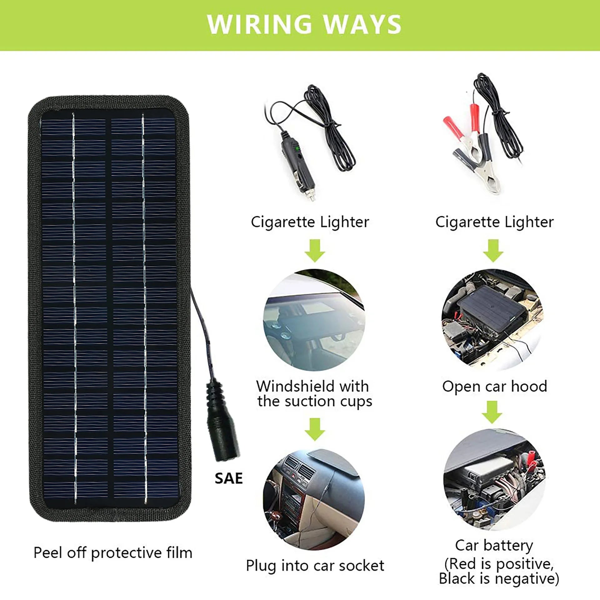 Solar Panels Charger Car Motorcycle Kick Scooter 18V 12V 20W Portable Solar Panel Car Charger Battery Efficient Maintenance