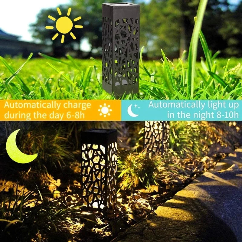 Solar Lawn Lights Outdoor Waterproof Garden Decoration LED Hollow Openwork Projection Light Yard Balcony Path Retro Night Lamp