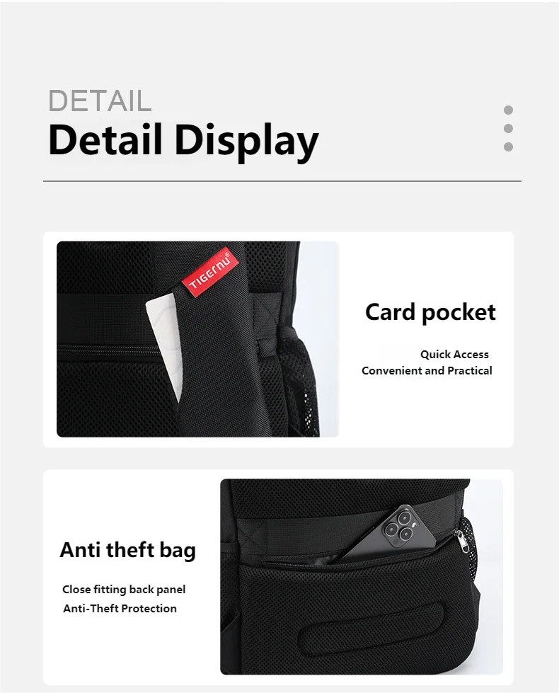 Tigernu 15.6 Laptop Backpack Business Travel Daily Backpack With External USB Port Wear‑Resistant Suspended Zipper Anti‑Theft