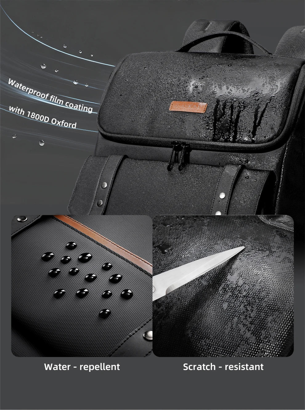 HK Vintage 17.3 inch Laptop Backpack Men Anti-theft Travel Backpack Waterproof Business Computer Bag Daily College Daypack Male