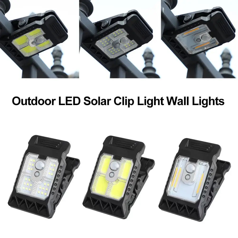 Solar Smart Lighting Outdoor LED Solar Clip Light Portable Waterproof Body Sensor Lamp Courtyard Garden Lamp Patio Home Camping