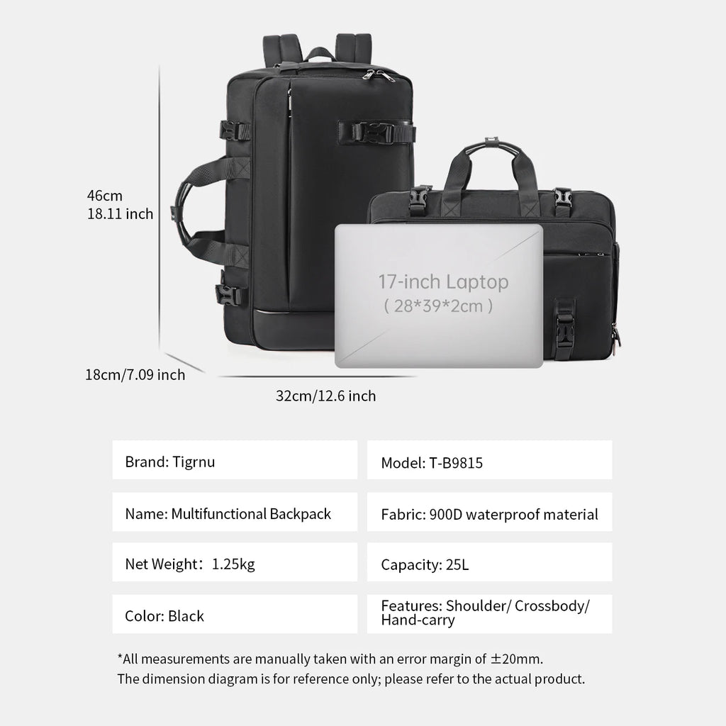 Tigernu Travel Backpack Men Handbags Laptop Backpack For 17inch Shoulder Bag Travel Bag 3 In 1 Bags For Men Schoolbags Knapsack