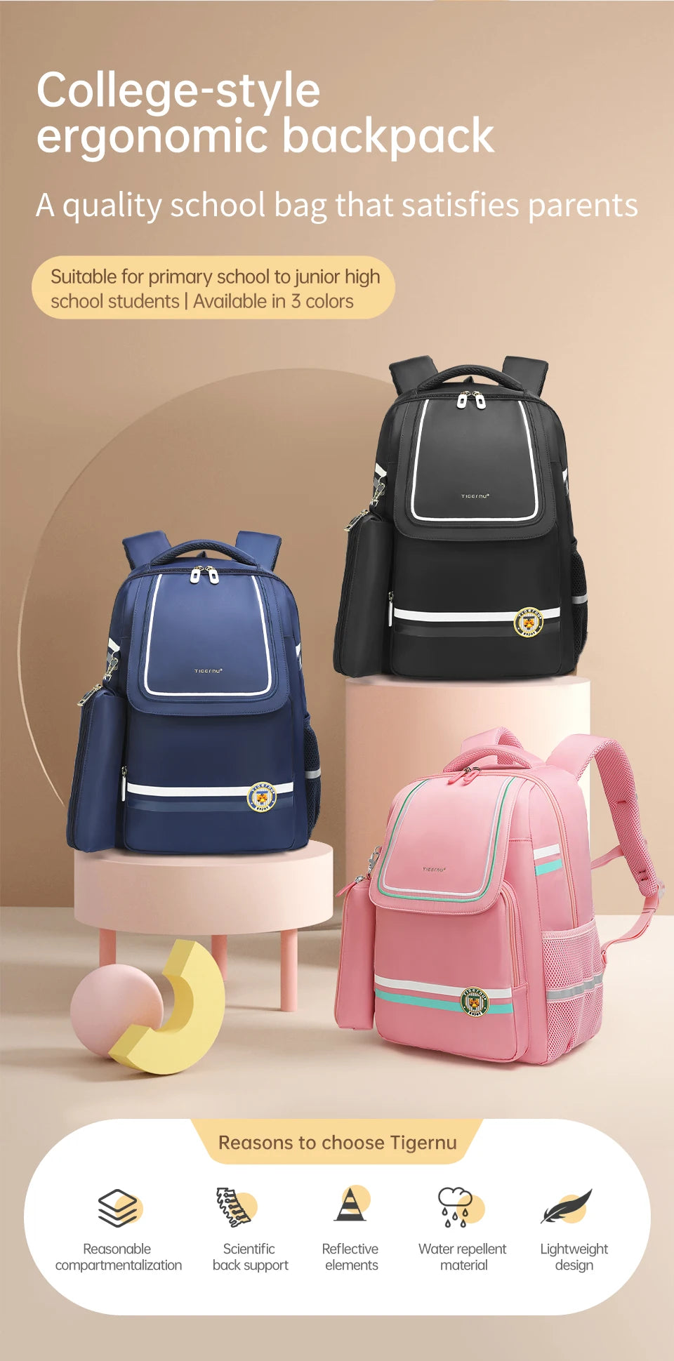 Tigernu School Backpack Bags For Girls Children School Backpack Boy Cartoon Backpacks For Students Schoolbag Kids Bags For Women