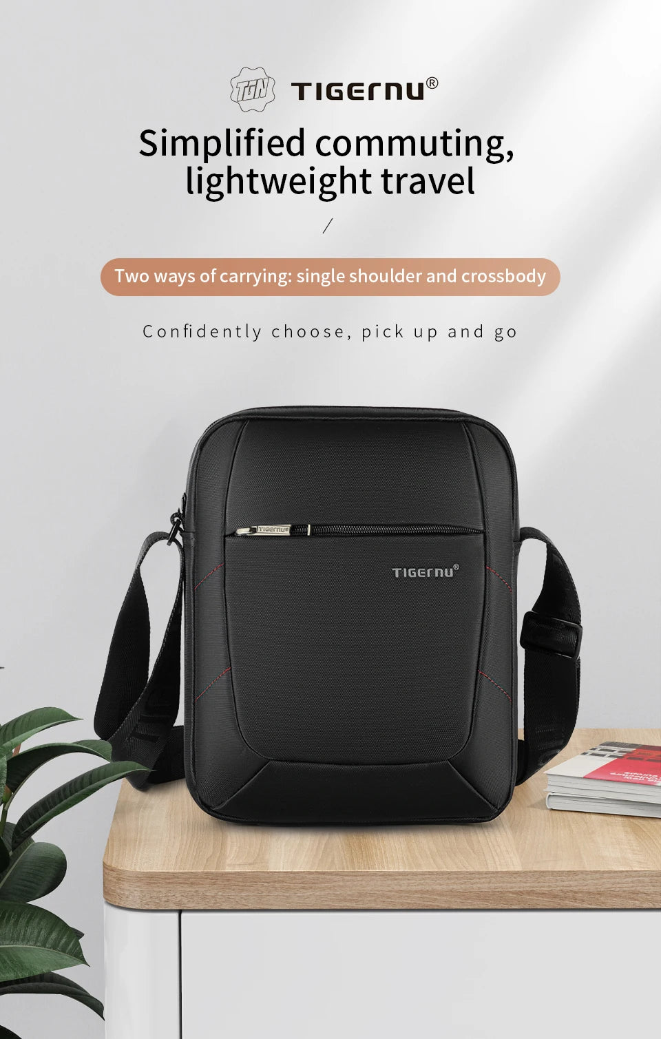 Tigernu Shoulder Bags For Men Business Messenger Bag 10inch Ipad Bags Male Crossbody Bags Handbag Casual Travel Bags Sling Pack
