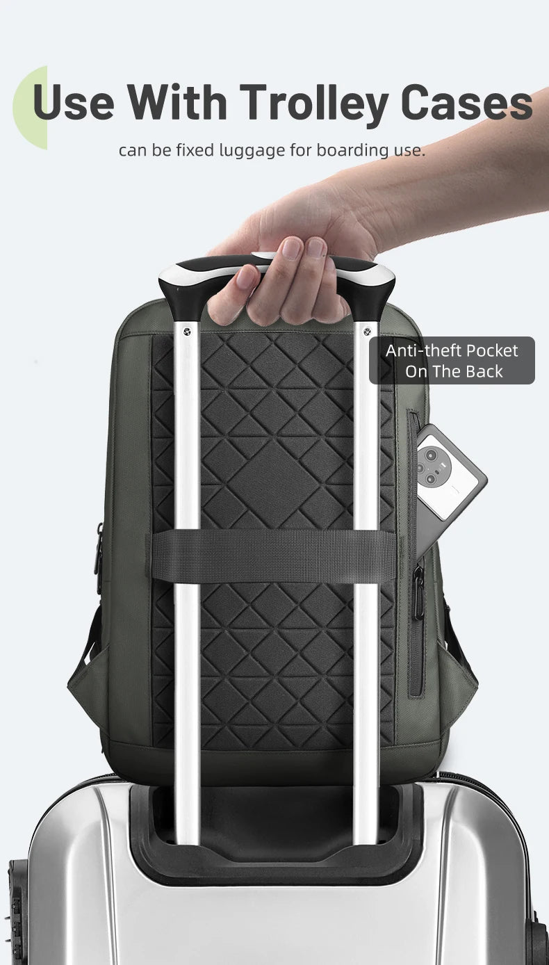 HK Casual Travel Backpack for Men 15.6 inch Laptop Backpack with USB Charging Port Waterproof Daypack Computer Bag for Business
