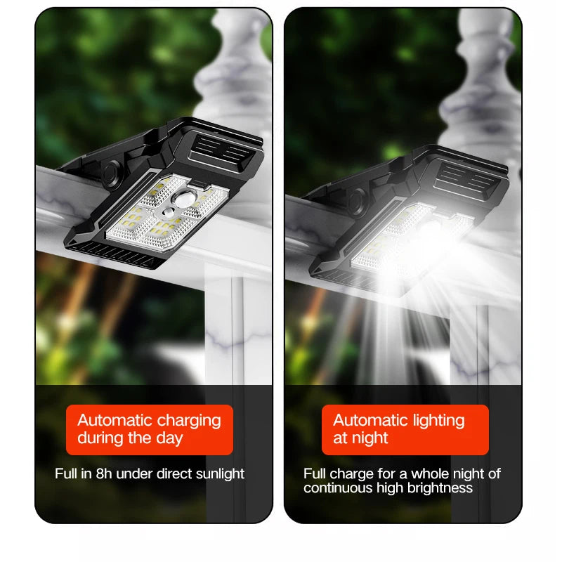 Solar powered courtyard lamp, household garden lighting, human body sensing multifunctional outdoor clip on lawn lamp