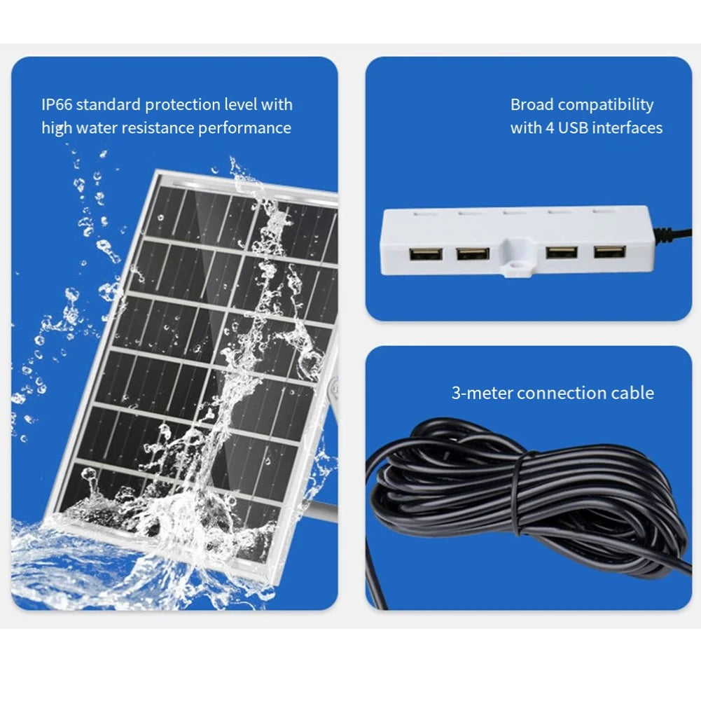 4 USB Ports Charger 4 USB Ports Solar Battery Charger Compact Form Factor Efficient Energy Conversion Fast Solar Absorption