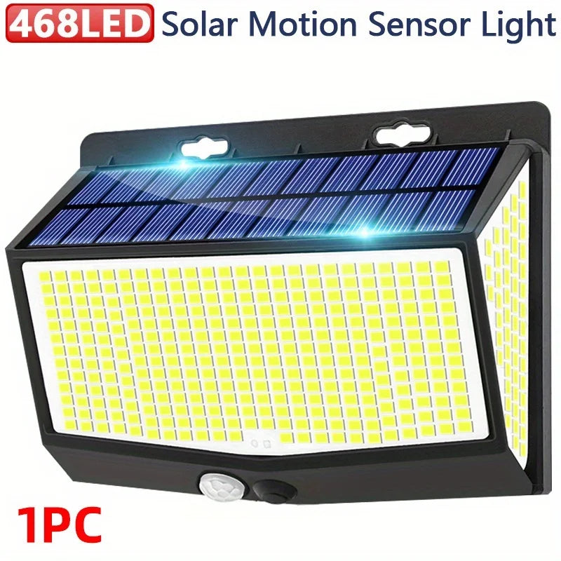 Solar Lights Outdoor 458 LED Solar Wall Lamp Waterproof Wireless Motion Sensor Security 3 Modes Garden Fence Yard Deck Garage