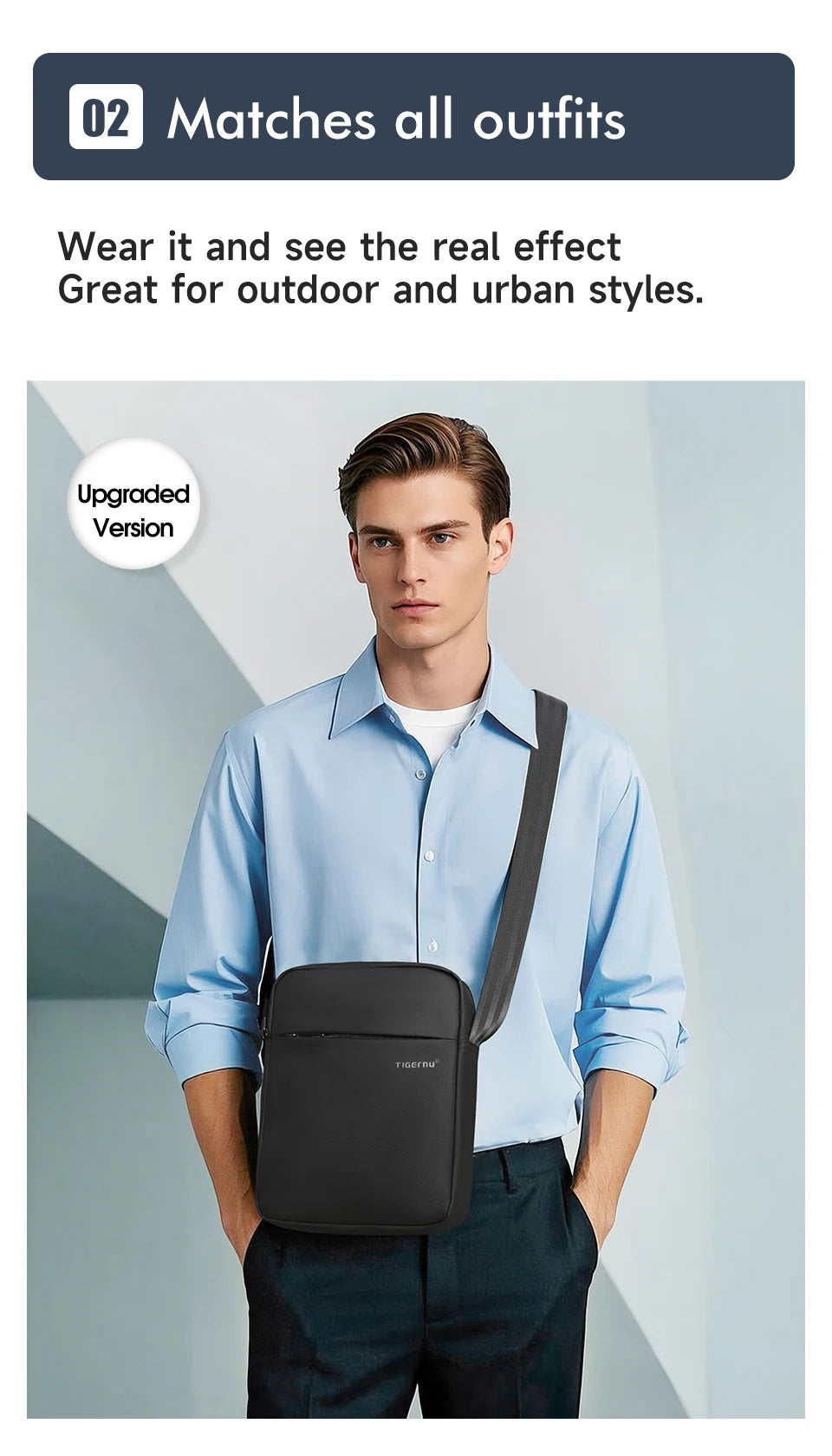 Tigernu Men Messenger Bags Waterproof Shoulder Bags For Men 9.7 11inch IPad Bag Male Business Bags Crossbody Bag Slingbag Mini