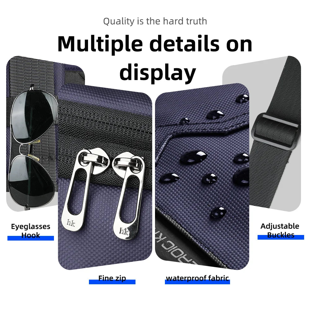 HK Minimalist Crossbody Bag Lightweight Men's Shoulder Bag With USB Port Anti-theft Business Bags for Man Waterproof Daily Pack