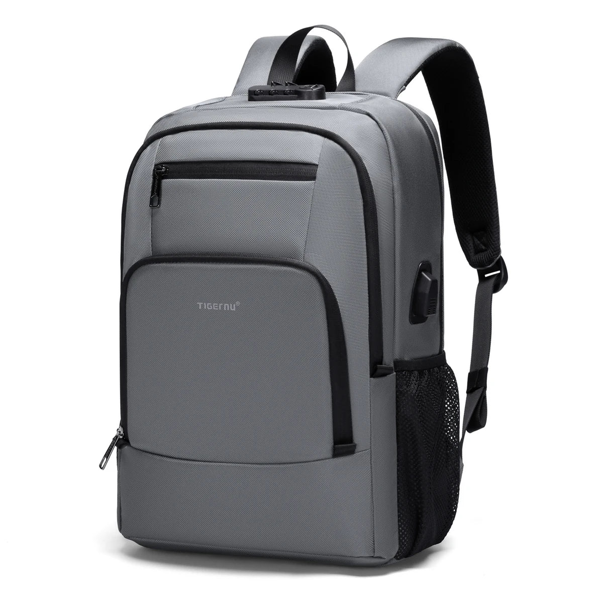 Tigernu 15.6 Laptop Backpack Business Travel Daily Backpack With External USB Port Wear‑Resistant Suspended Zipper Anti‑Theft