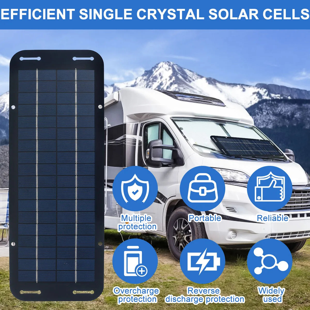 Solar Panel 12v Trickle Charger for Car Battery Solar Battery Maintainer Car Truck Boat RV Motorcycle Marine Trailer Power Bank