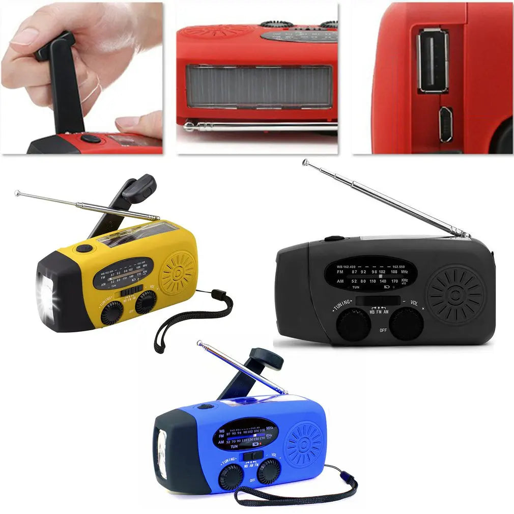 Outdoor Camping Emergency Radio Solar Hand Crank Dynamo Radio FM/AM/NOAA 2000Mah Phone Charger Power Bank Flashlight SOS