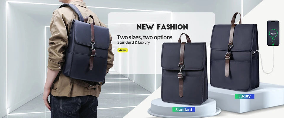 HK Men's Designer Laptop Bag Waterproof School Bags for College Boys Male Business Sports Travel Backpack Men With USB Charging