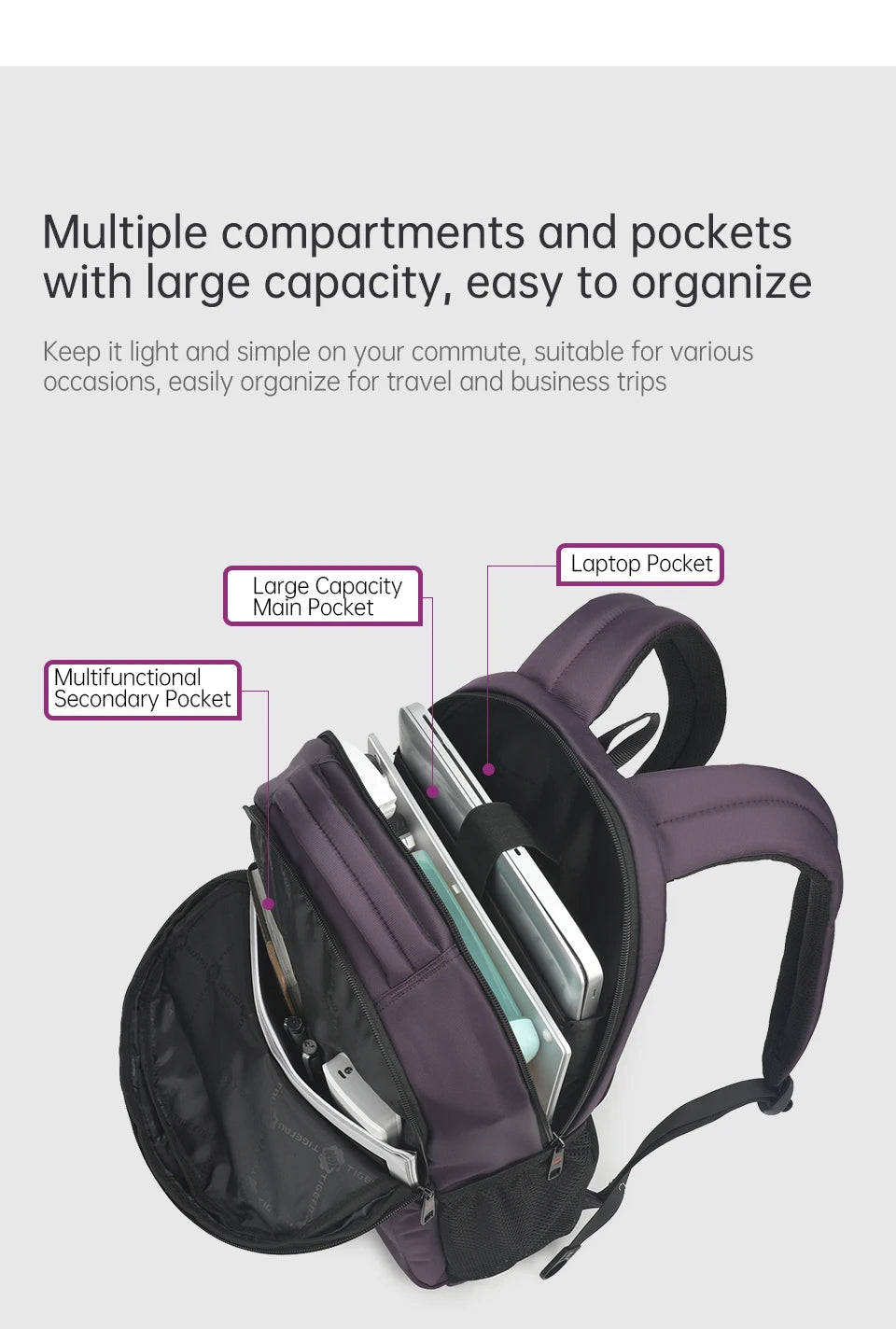 Tigernu Anti Theft Backpack For Women Large Capacity 15.6inch Laptop Backpack Bag Travel Bag Schoolbag For Women Girls