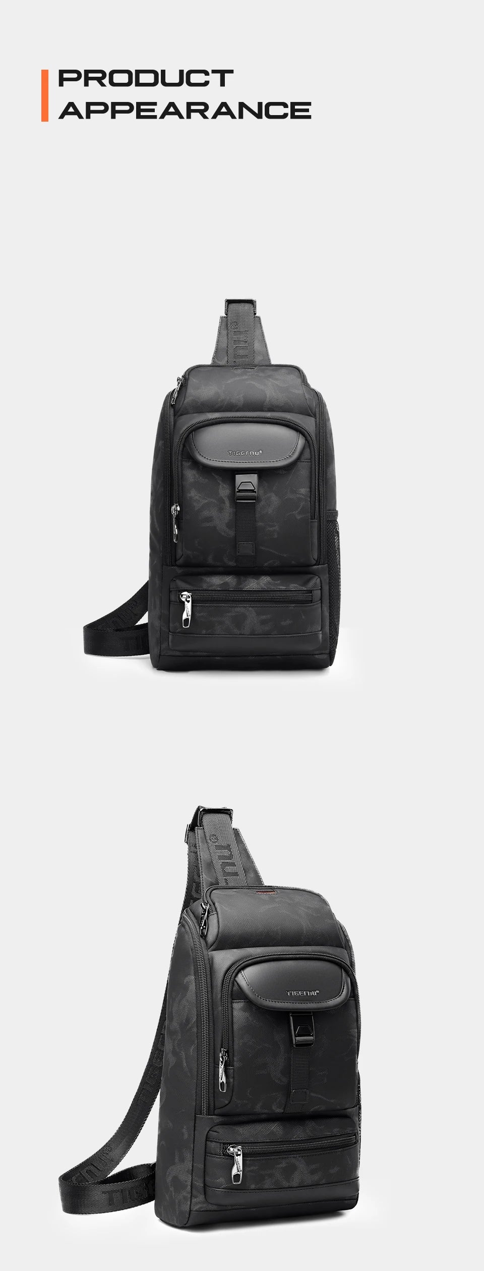 Tigernu Men Fashion Shoulder Bags For Men 9.7 11inch Ipad Bag Chest Pack Men Waterproof Large Capacity Crossbody Bags Mini Bags