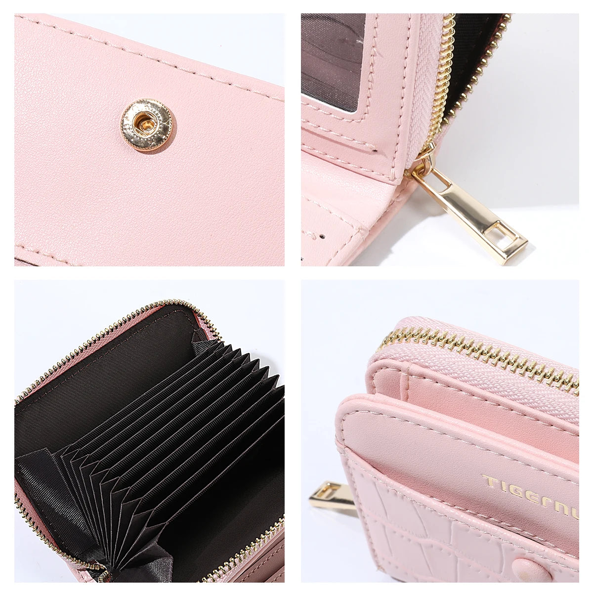 Tigernu Woman's Wallets Pink Card Wallet Purses For Woman Genuine Leather Coin Purses Light Women Card Holders Female Card Bags