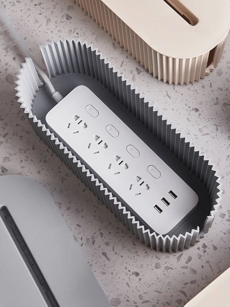 Household Socket Board Organizer Box with Lid for Home Office Desk - Multifunctional Cord Hider To Hide Wires, Cables, Sockets