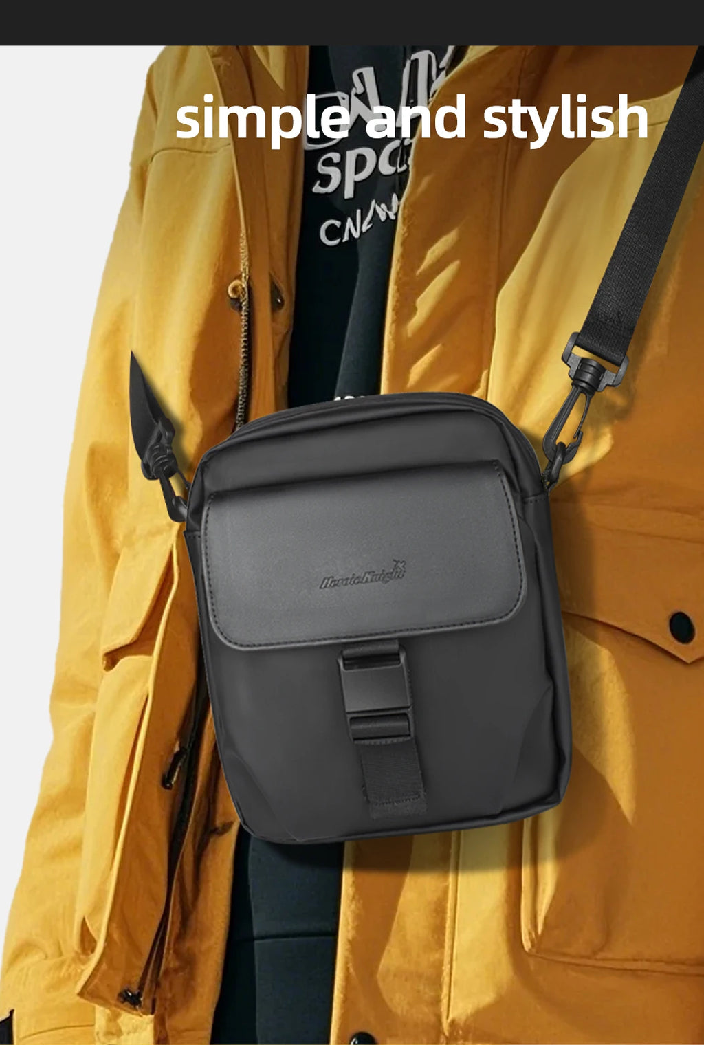 HK Men's Side Shoulder Bag Water-resistent Crossbody Bag For Men Travel Passport Wallet Mini Cell Phone Bag Pouch Sling Packs