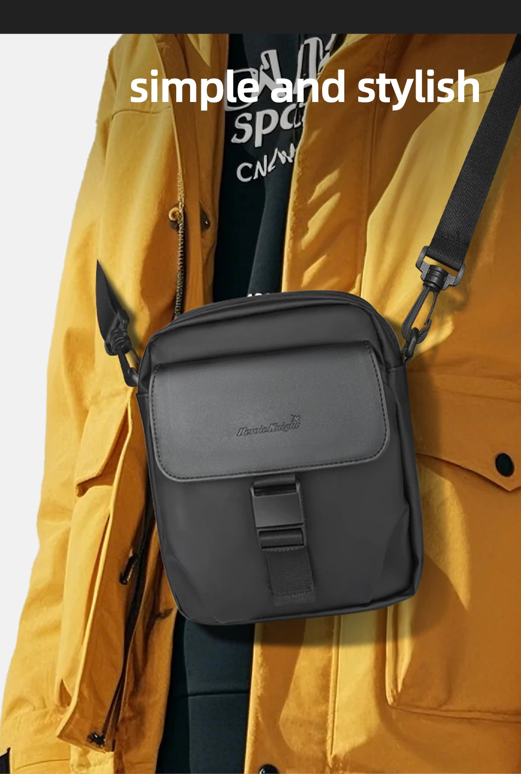 HK Men's Side Shoulder Bag Water-resistent Crossbody Bag For Men Travel Passport Wallet Mini Cell Phone Bag Pouch Sling Packs