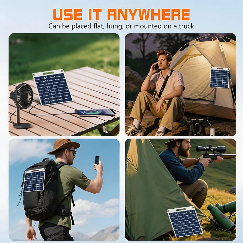 7W Solar Battery Charger Portable double USB-A Solar Panel Emergency Solar Battery Charger for Camping Hiking Doorbell Securit