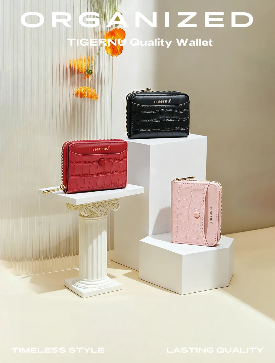 Tigernu Woman's Wallets Pink Card Wallet Purses For Woman Genuine Leather Coin Purses Light Women Card Holders Female Card Bags