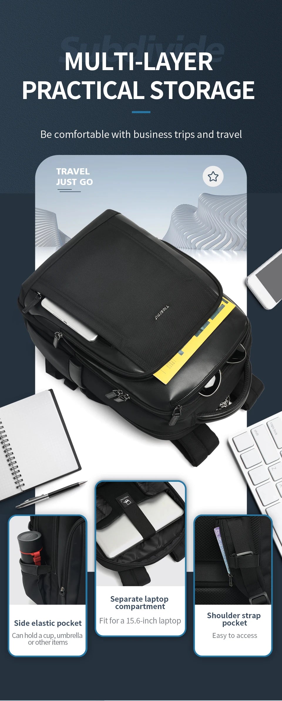 Tigernu Travel Backpacks for Men 14 15.6 17inch Laptop Backpacks Business Backpack Bags for Travel Knapsack Schoolbag