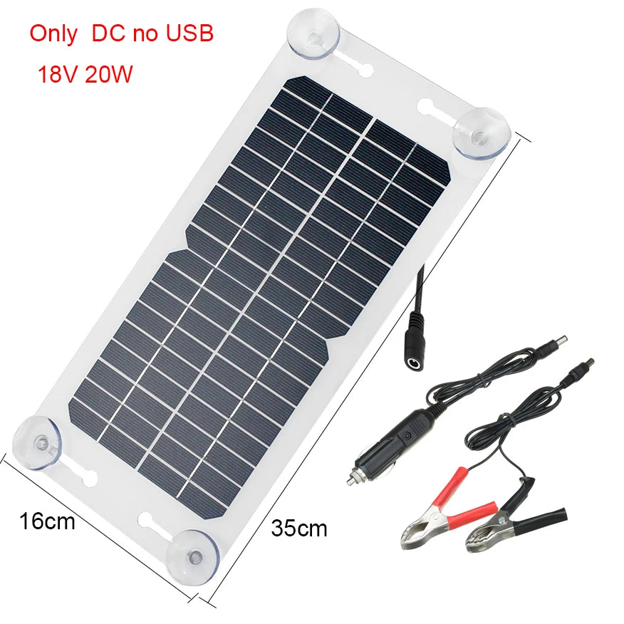 Solar Panels Charger Car Motorcycle Kick Scooter 18V 12V 20W Portable Solar Panel Car Charger Battery Efficient Maintenance