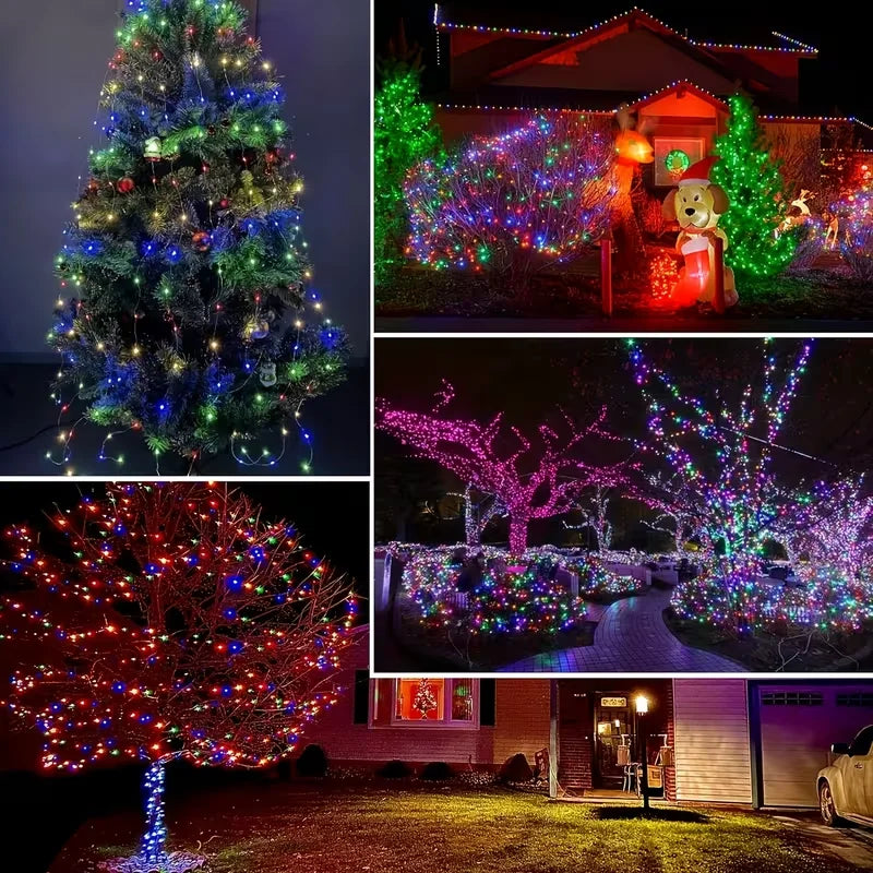 Solar String Lights Outdoor Waterproof 8 Modes LED Copper Wire Fairy Lights with Solar Panel for Garden Patio Yard Tree Decor