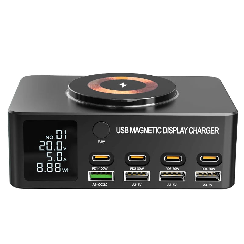 220W GaN USB Type C Fast Charger Portable QC3.0 140W Desktop Power Charging Station Charger For iPhone 16 15 Pro Max MacBook Air