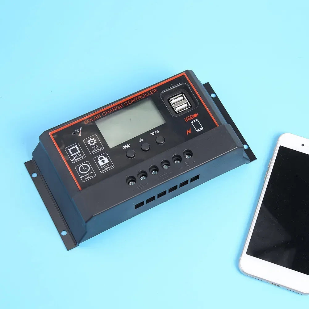 Solar Charge Controller 10A/20A/30A/40A/50A/60A/80A/90A/100A USB LCD Display 12V 24V Panel Charger Regulator with Load