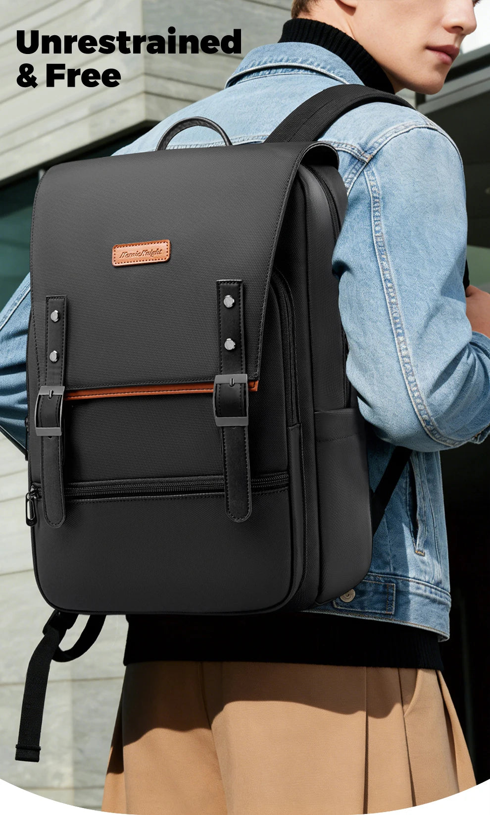 HK Vintage Backpack for Men 15.6 inch Laptop Backpack with Magnetic Flap Waterproof Travel Commuter Bag College Bookbag Daypack
