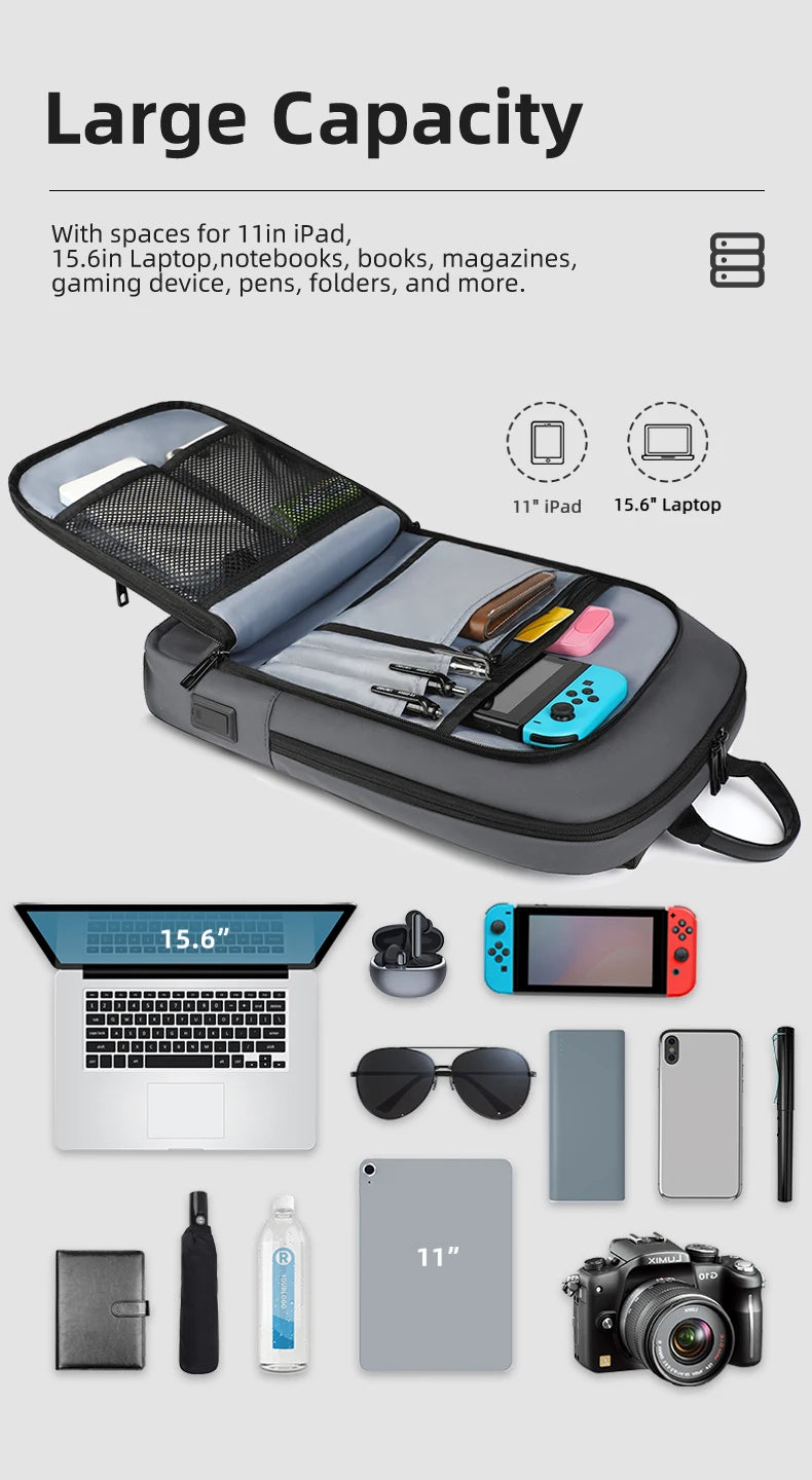 HK Lightweight Business Backpack Men Waterproof 15.6 inch Laptop Backpack with USB Port Anti-theft College Computer Bag for Work