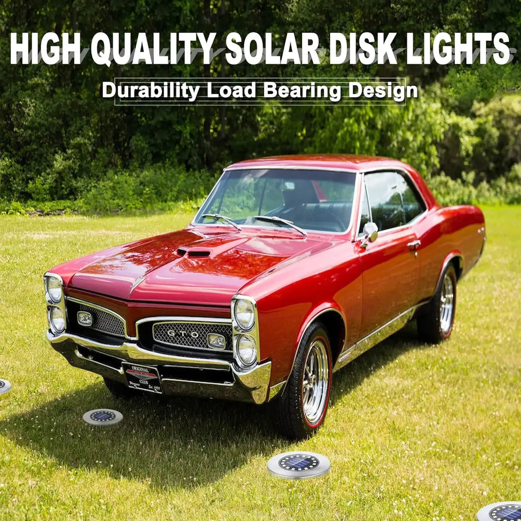Solar Ground Lights Outdoor Decoration, 8/20LED Solar Garden Lights Waterproof, Solar Disk Lights for Yard, Pathway, Lawn, Patio