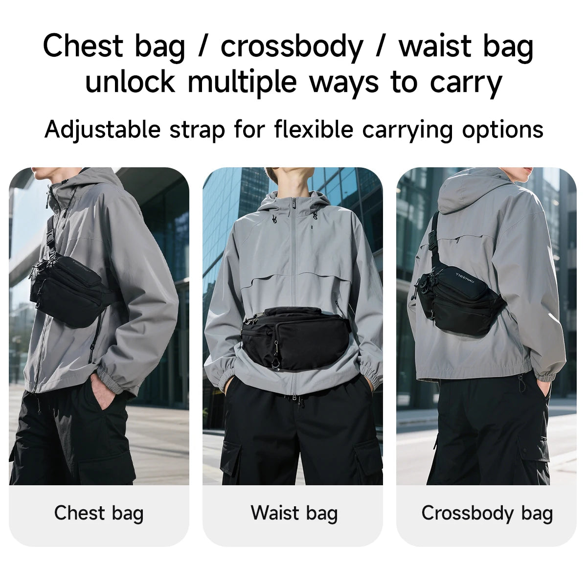 Tigernu Chest Bags Men's Shoulder Bag Fanny Packs For Men Hip Sack Crossbody Bag Men Sling Bag Men's Breasts Tactical Bags Male