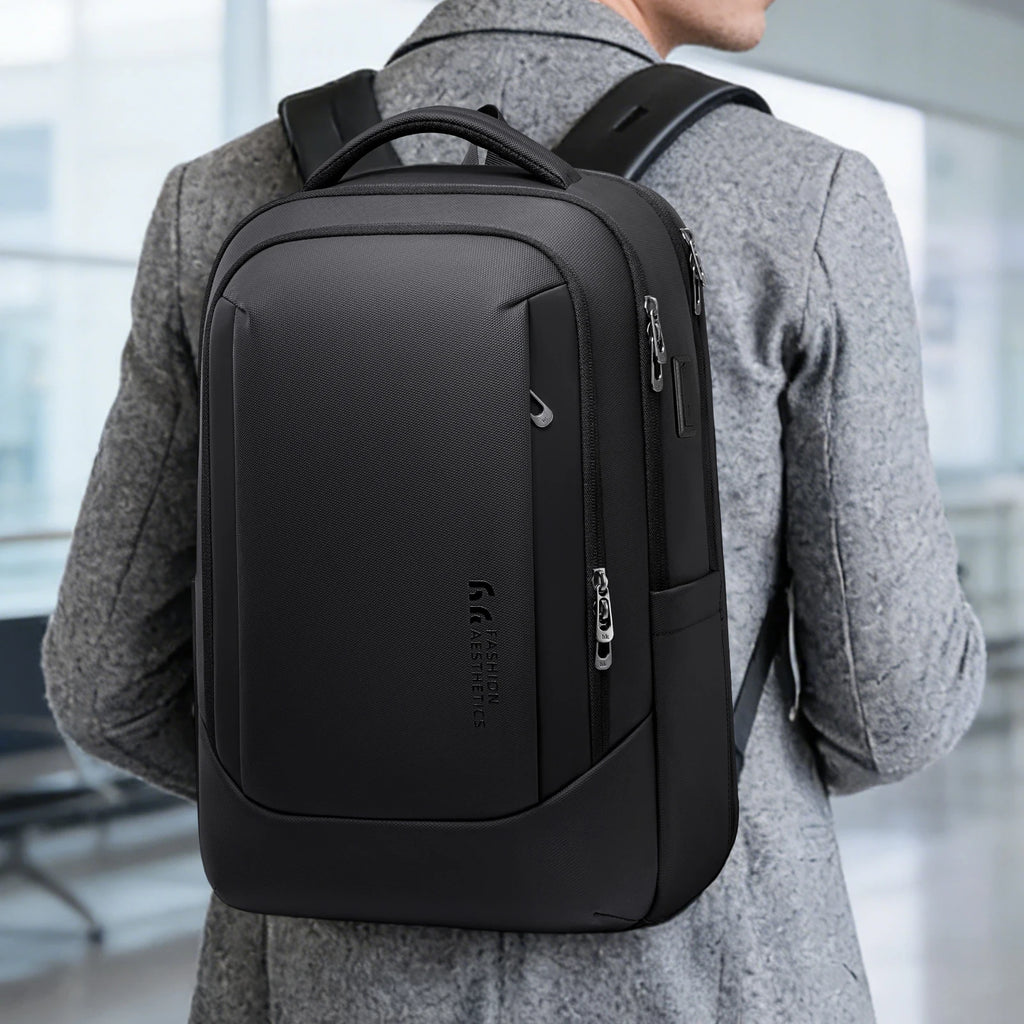 HK Business Backpack with USB Port 17 inch Laptop Bags for Men Waterproof Commute Daypack Large Capacity Travel Office Backpack