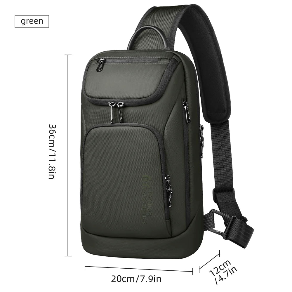 HK Fashion Crossbody Bags for Men Oxford Lightweight Chest Bag Fit 11 inch iPad Waterproof Messenger Sling Pack Leisure Satchel