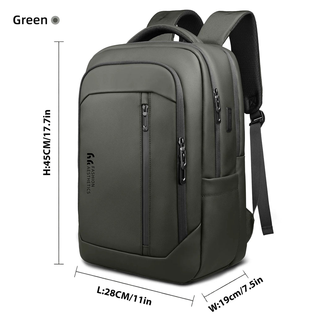 HK Travel Backpack for Men Airline Approved 17” Laptop Business Backpack Large Capacity Rucksack With USB Port Computer Backpack