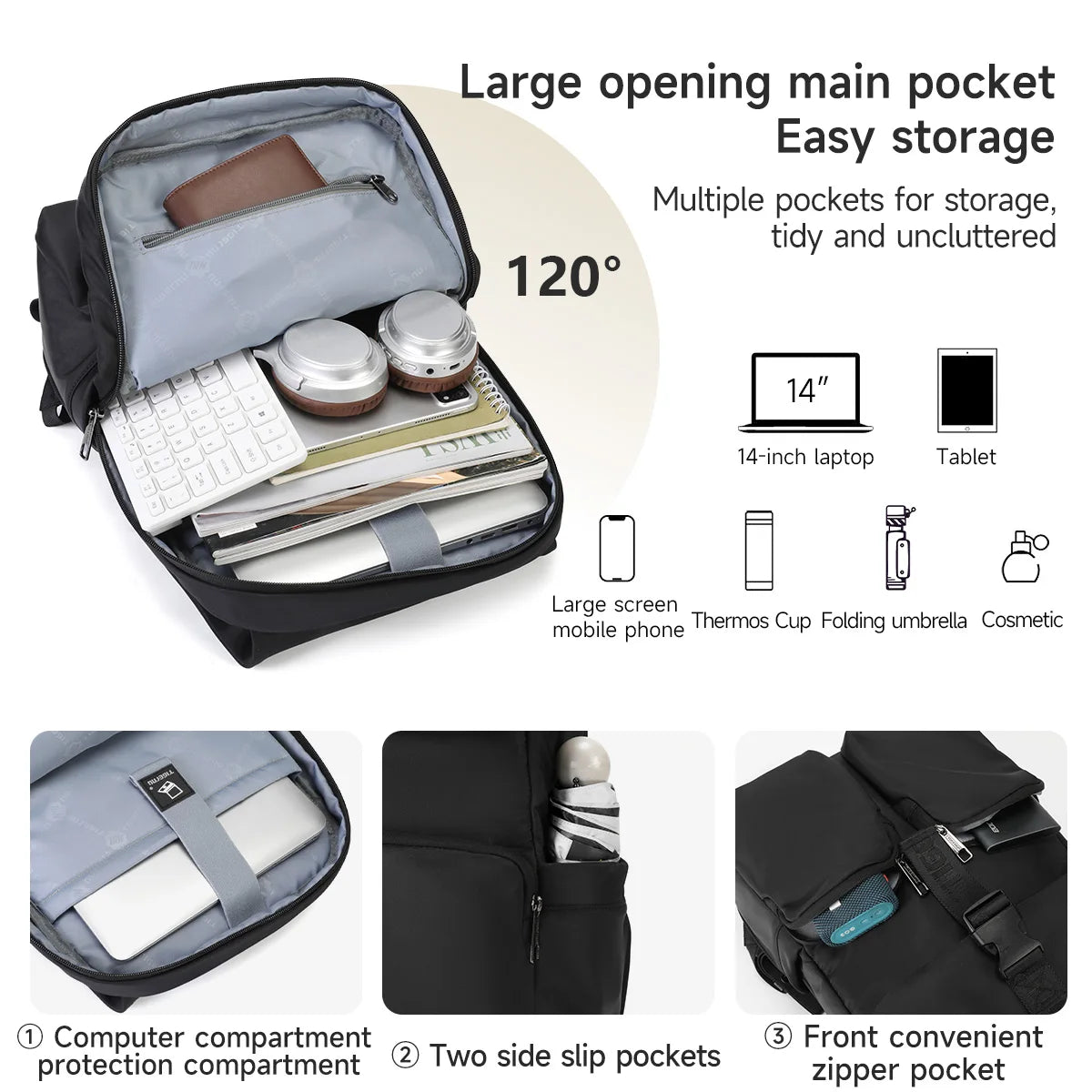 Tigernu Men's Backpacks 14inch Laptop Backpacks Woman College School Backpacks Girls Travel Backpack School Bag Set Schoolbags