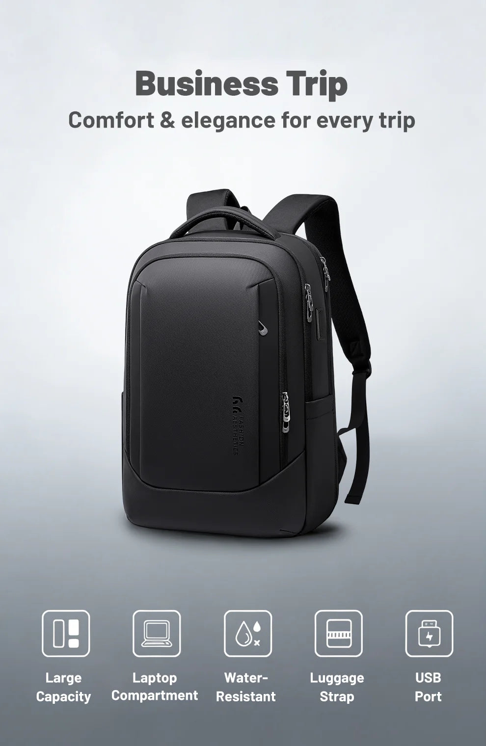HK Business Backpack with USB Port 17 inch Laptop Bags for Men Waterproof Commute Daypack Large Capacity Travel Office Backpack