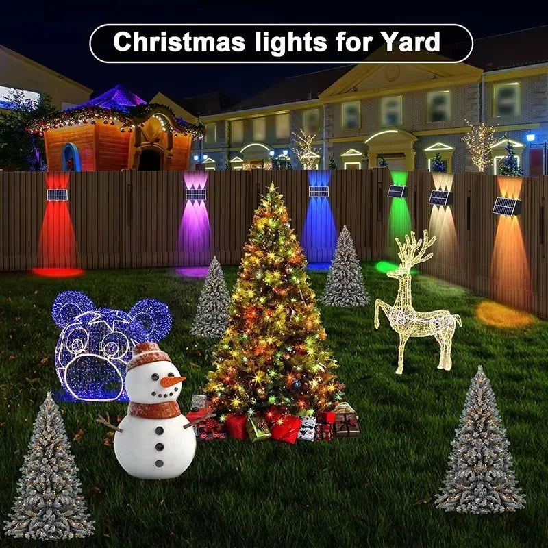 Solar Wall Washer Light Up and Down Lighting Outdoor Solar Fence Lights Waterproof Wall Lamp for Yard Garage Walkway Porch Decor