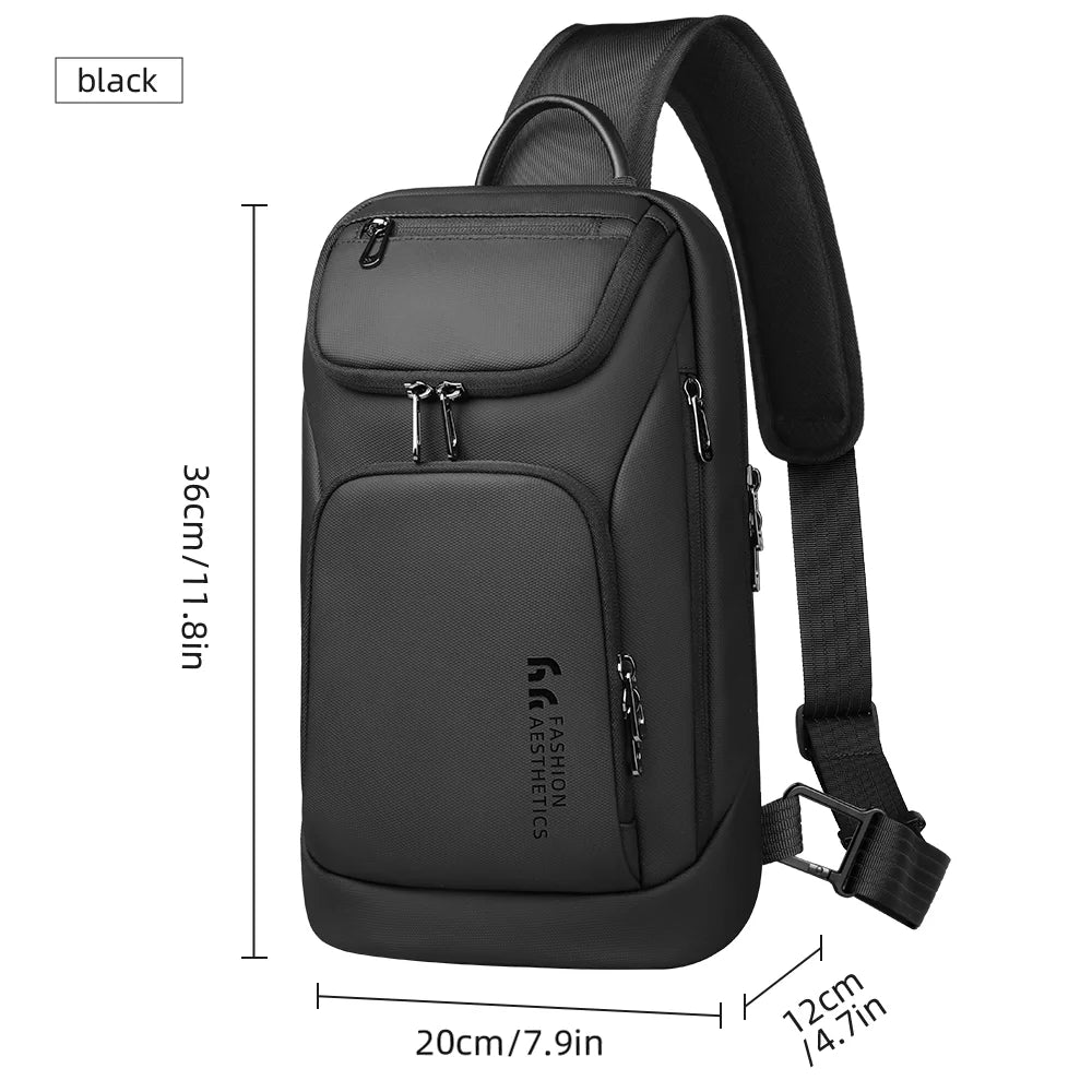 HK Multifunction Men's Shoulder Bag Waterproof Crossbody Bag Fit 11 inch iPad Lightweight Messenger Sling Bag for Travel Outdoor