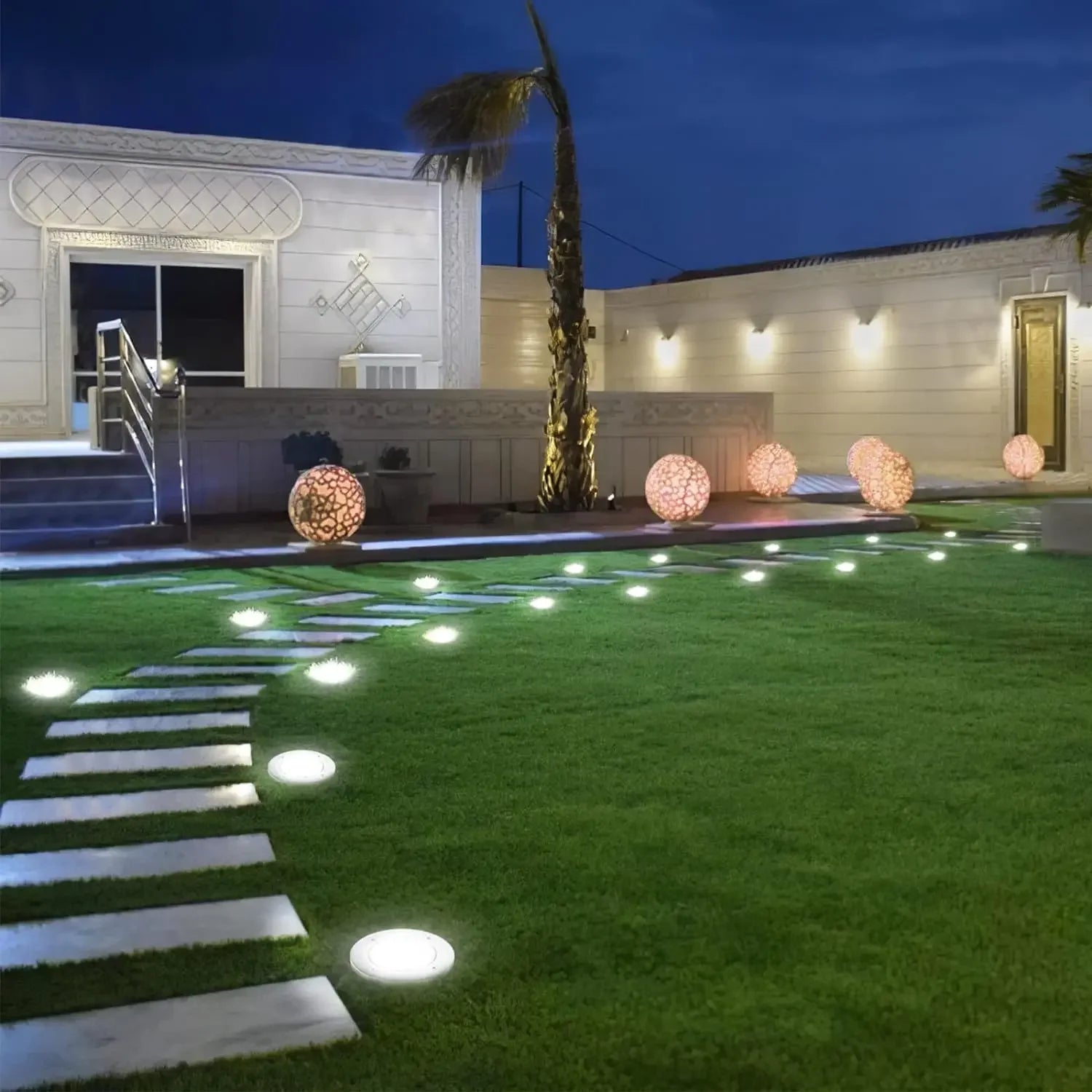 Solar Ground Lights Outdoor Decoration, 8/20LED Solar Garden Lights Waterproof, Solar Disk Lights for Yard, Pathway, Lawn, Patio
