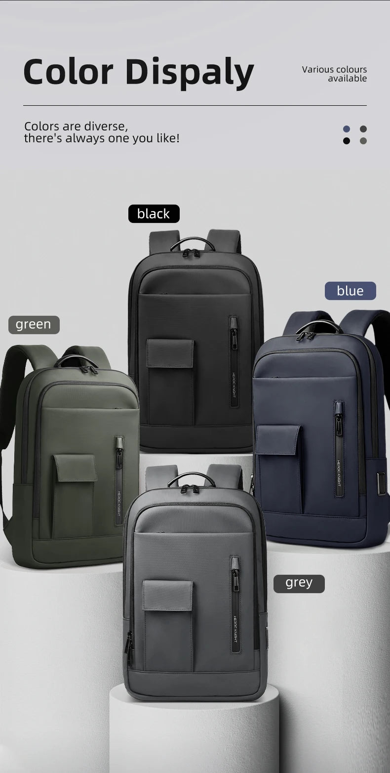 HK Lightweight Business Backpack Men Waterproof 15.6 inch Laptop Backpack with USB Port Anti-theft College Computer Bag for Work
