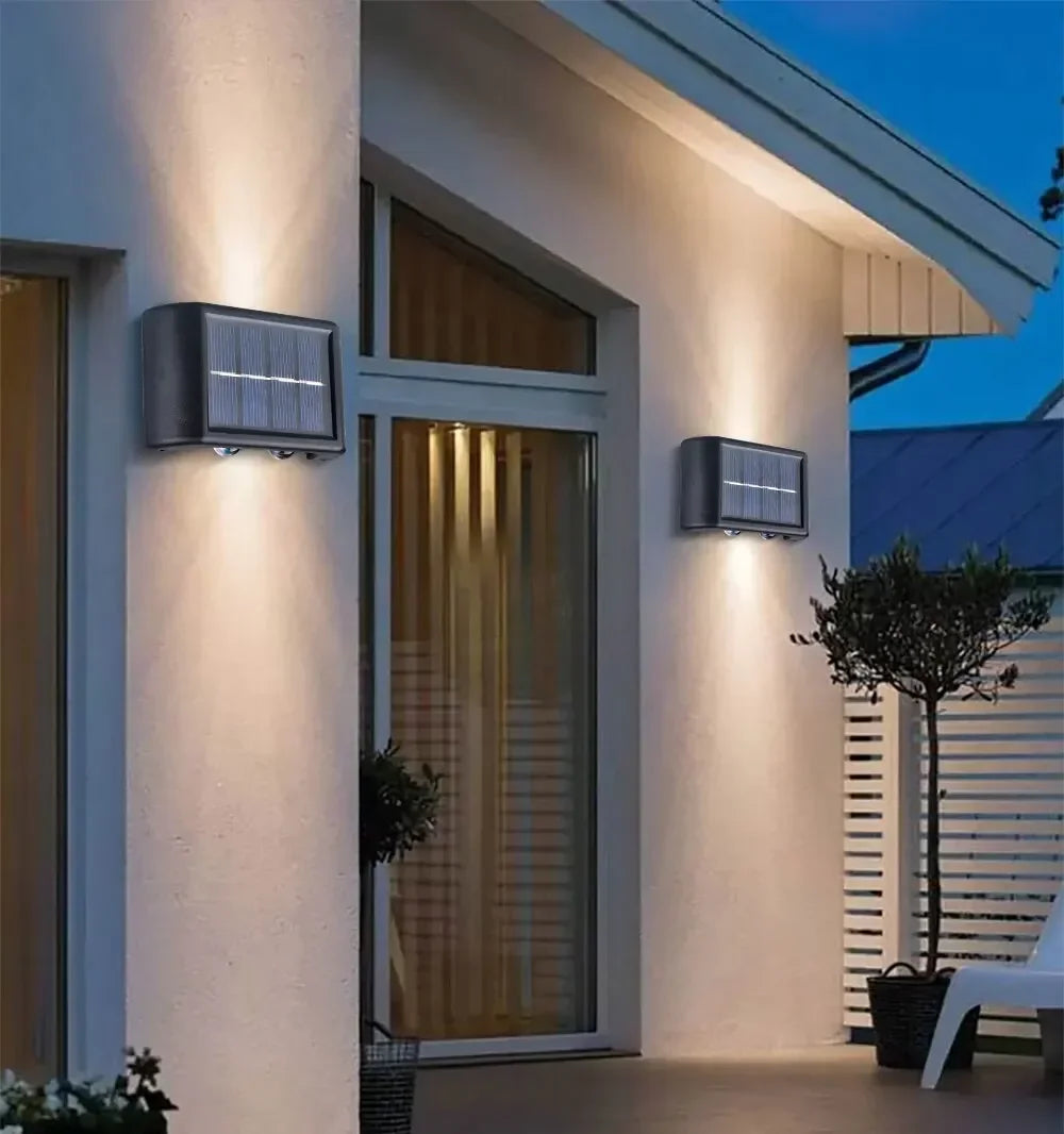 Solar Outdoor Wall Light 12 LED Waterproof Garden Light Courtyard Balustrade Decorative Atmosphere Lamp Down Luminous Solar Lamp