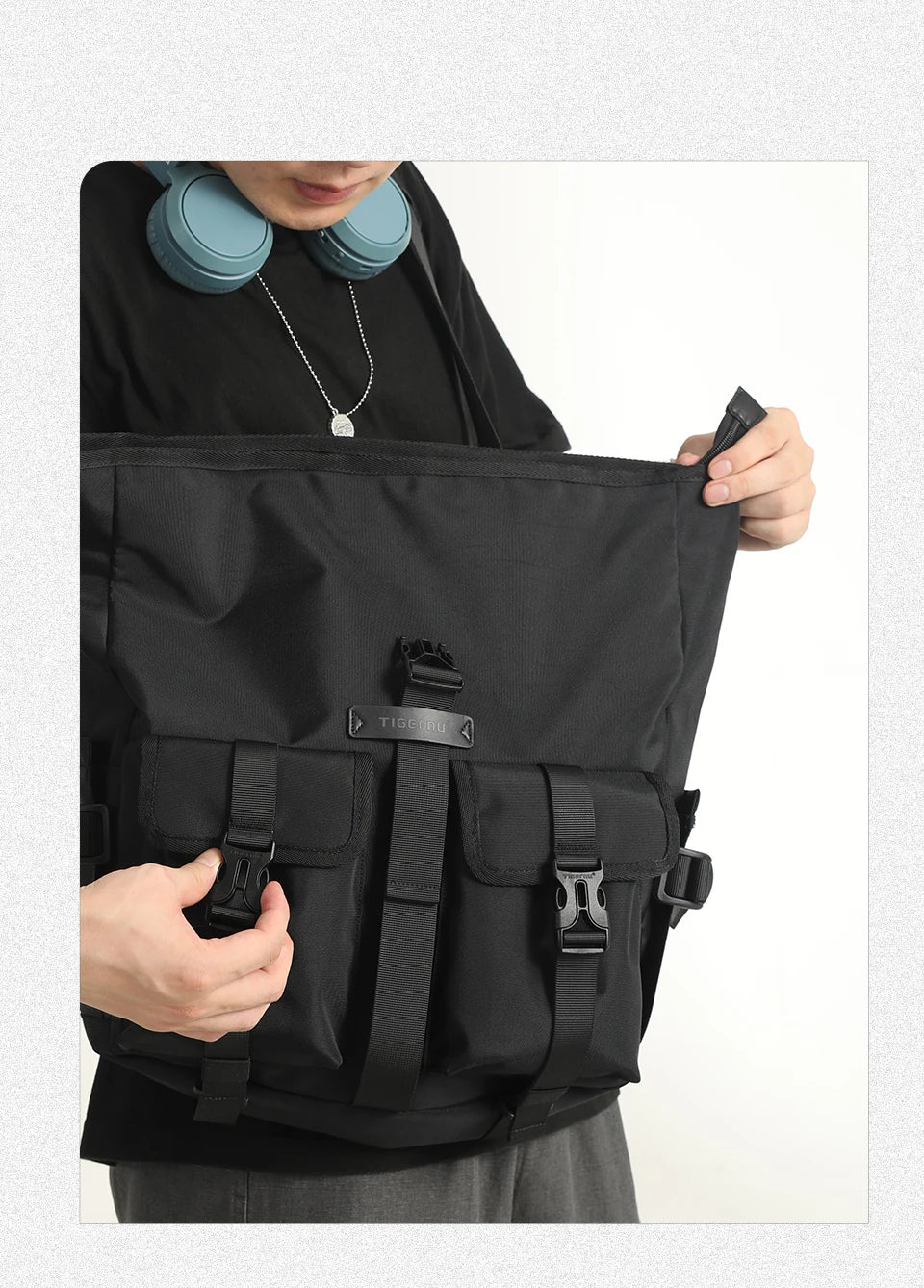 Tigernu Fashion Shoulder Bags For Men Crossbody Bags Male Expandable Bags 13.3inch Laptop Bag Messenger Bag Boys Handbag Sling