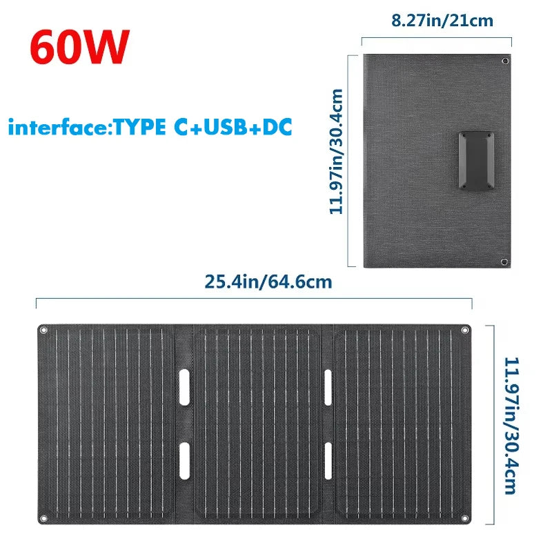 80W Folding Solar Panel IP65 Waterproof Portable Solar Panel Charger Solar Cell for Cell Phone Laptop Backpacking Camping Hiking