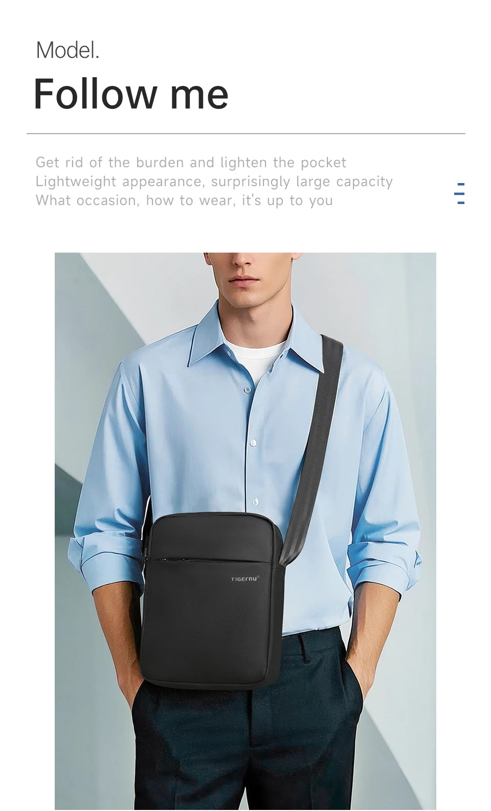 Tigernu Shoulder Bags For Men Messenger Bags For TPU Crossbody Bags Male Fashion Bag For 9.7inch Ipad Bags Travel Mini Bag Sling